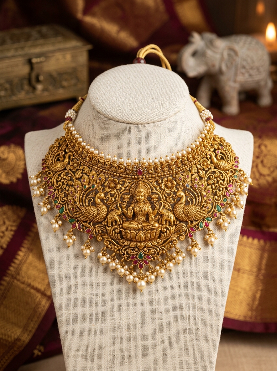 22K Antique Temple Gold Jewellery